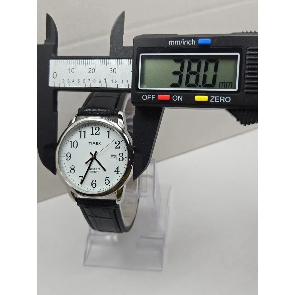 Timex Easy Reader Mens 38mm Date Watch Silver Tone Indiglo New Battery